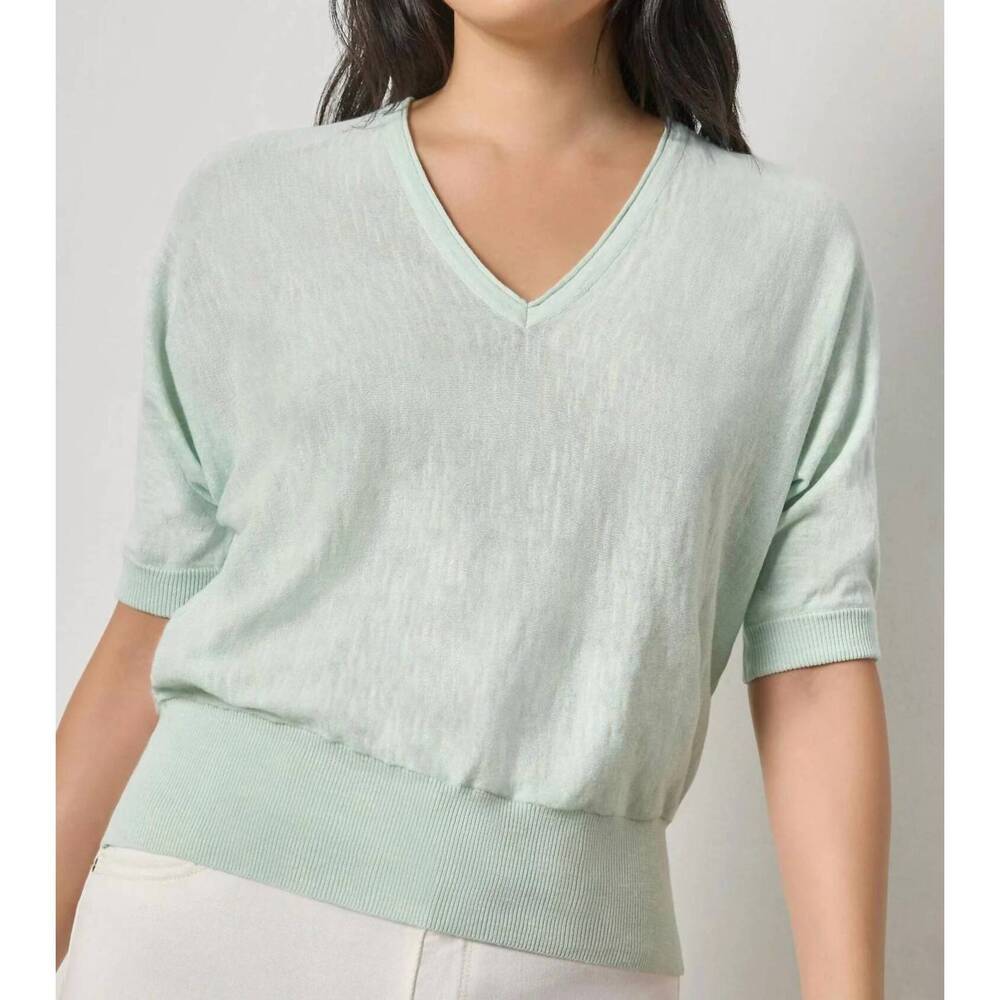 NEW LILLA P dolman v-neck sweater in blue mist